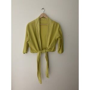 Oh My Gauze! Crop Tie Front Top 1 100% Cotton Chartreuse Lagenlook Bohemian